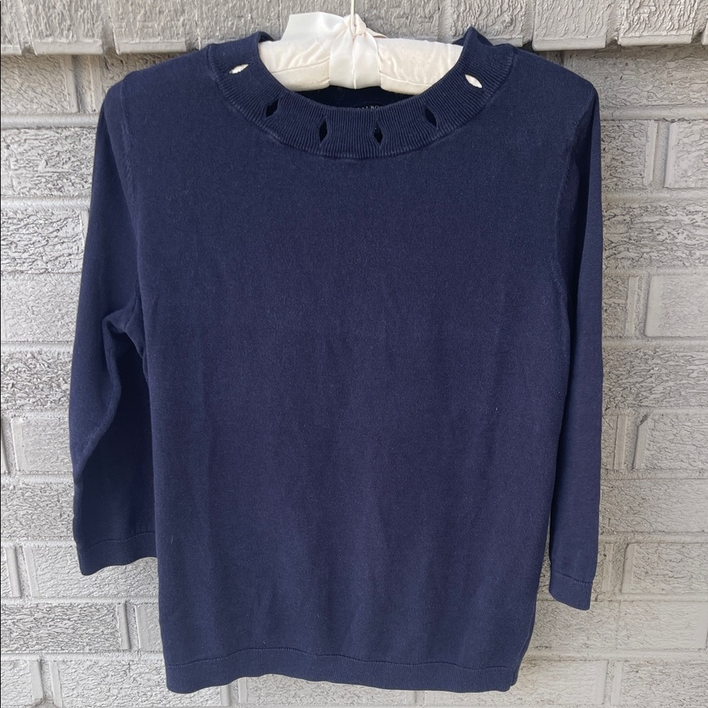 Talbots Navy Eyelet Detail Sweater- M